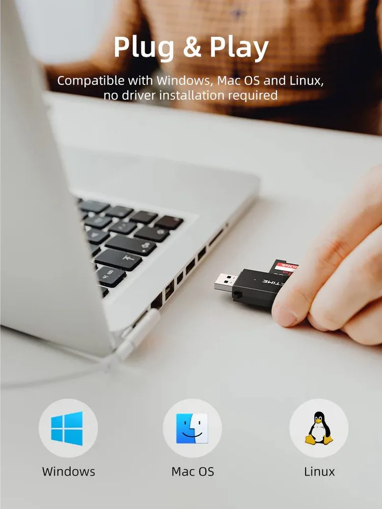 CABLETIME card reader CT-ASD3-PB για SD & micro SD, USB, 5Gbps, μαύρο — εικόνα 4