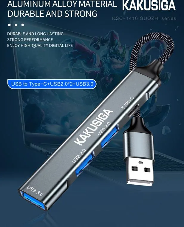 KAKUSIGA USB hub KSC-1416, 4x θυρών, USB 3.0, 5Gbps, USB σύνδεση, γκρι — εικόνα 4