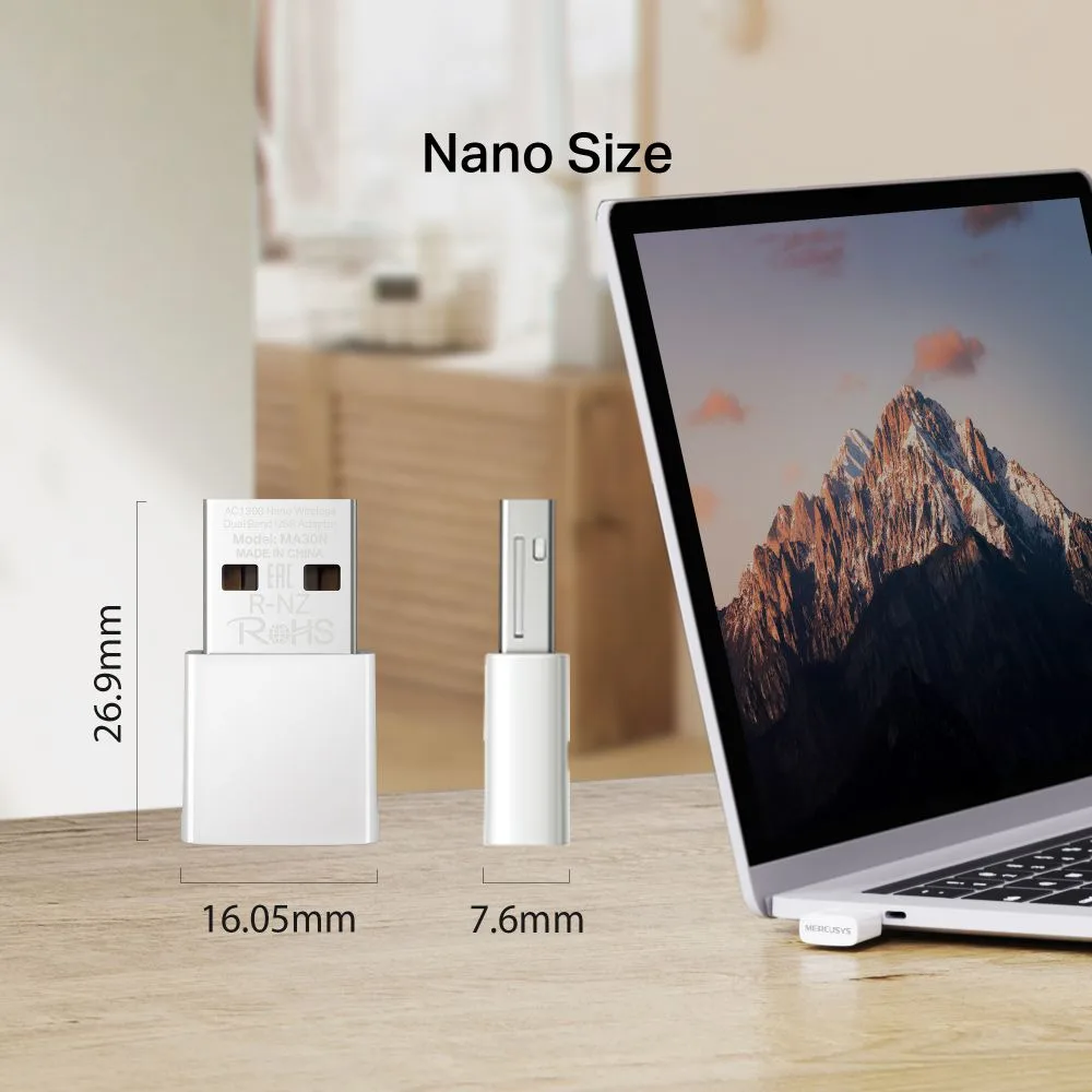 MERCUSYS ασύρματος USB αντάπτορας δικτύου MA30N, AC1300, Ver 1.0 — εικόνα 6