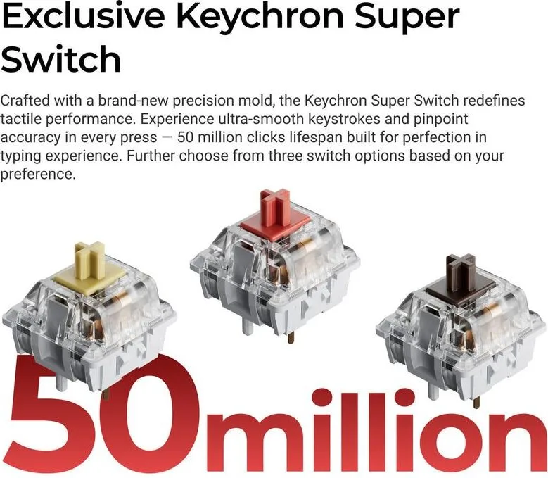 Keychron C3 Pro (C3PX-H1) QMK/VIA Mechanical Red Switch - 8K Polling Rate Hot Swap. 80% US RGB — εικόνα 4
