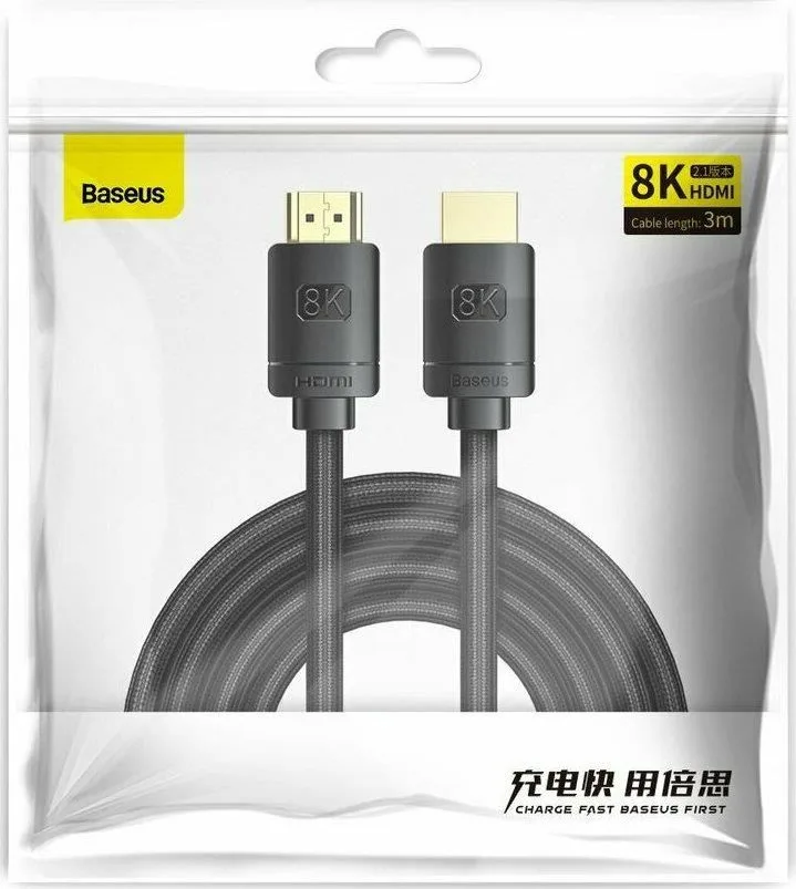 BASEUS High Definition Series, καλώδιο HDMI, 8K, 3m, μαύρο — εικόνα 3