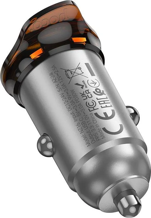 HOCO NZ16 φορτιστής ΑΥΤΟΚΙΝΗΤΟΥ, Rigorous PD30W, 1 θύρα , γκρι — εικόνα 2