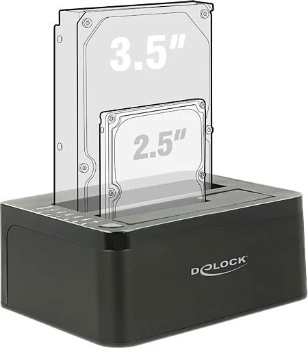 DELOCK docking station για 2.5" ή 3.5" SATA HDD/SSD 62661, 2 θέσεων, 6Gbps, clone function, μαύρο — εικόνα 2