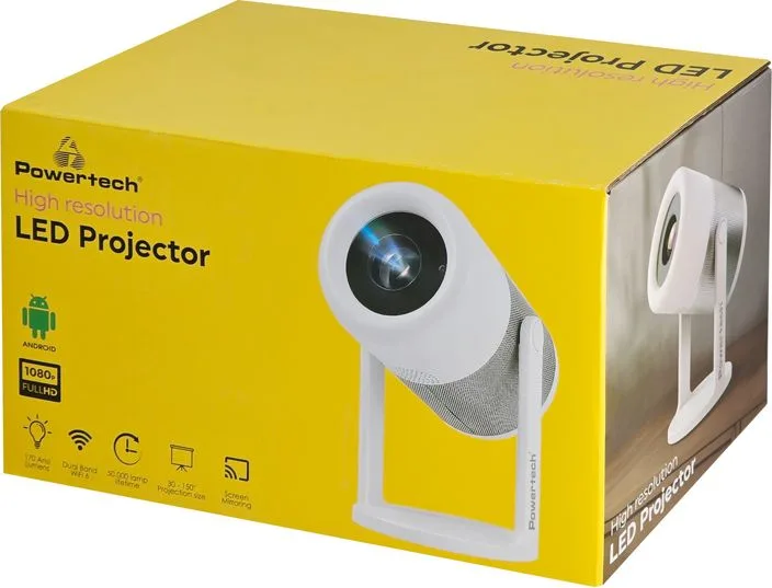 POWERTECH smart βιντεοπροβολέας PT-1305, 1080p, WiFi, Android, 170 ANSI lumens, λευκός — εικόνα 8