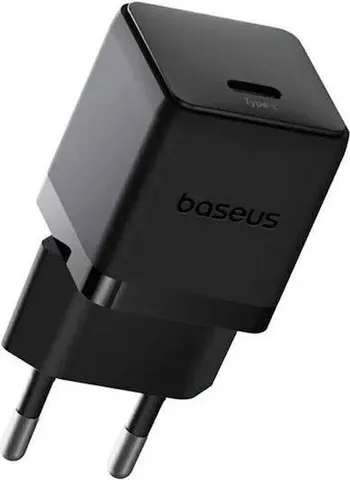 BASEUS Palm φορτιστής ΓΡΗΓΟΡΗΣ φόρτισης, 1 θύρα, ΠΕΡΙΛΑΜΒΑΝΕΙ καλώδιο Type-C ΣΕ Type-C, 20W, ΜΑΥΡΟΣ