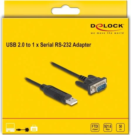 DELOCK καλώδιο USB σε RS-232 66461, 921.6Kbps, 50cm, μαύρο — εικόνα 3