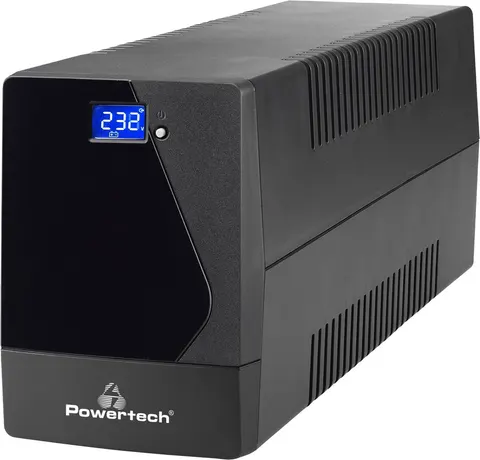 POWERTECH UPS Line Interactive PT-1800LCD με οθόνη, 1800VA, 1080W, 4x Schuko, 2x RJ45/RJ11, USB Type B