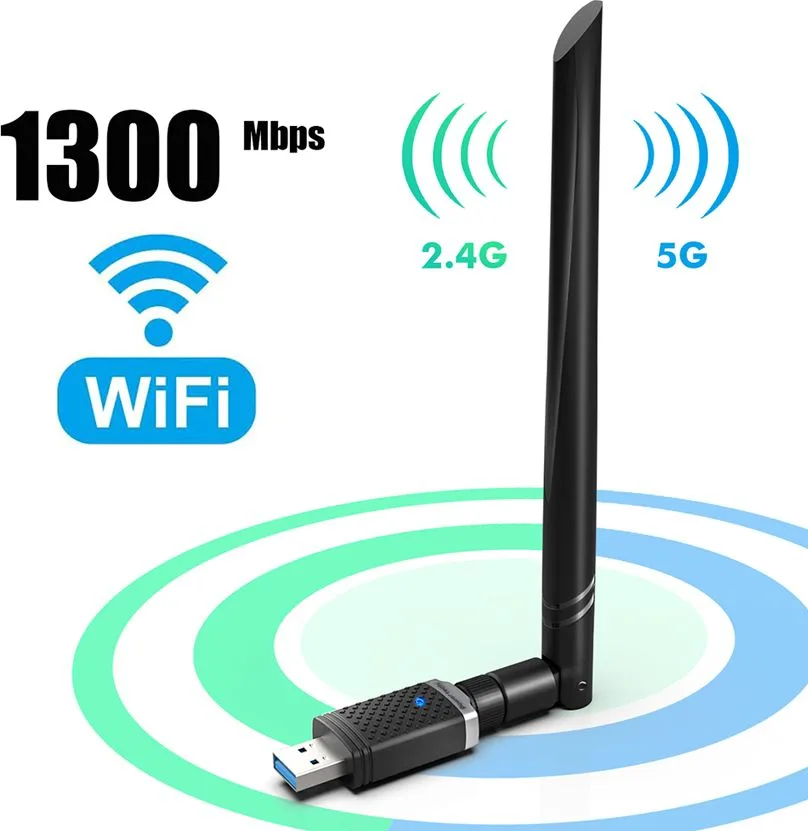 POWERTECH ασύρματος USB αντάπτορας δικτύου PT-1132, 1300Mbps, 2.4/5GHz — εικόνα 2