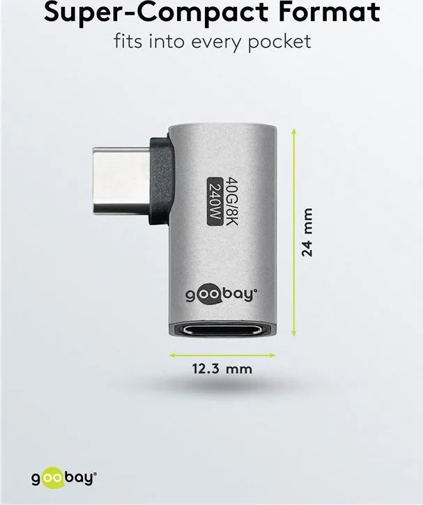 GOOBAY αντάπτορας USB-C 74441, γωνιακός 90°, USB4, 240W, 40Gbps, 8K, γκρι — εικόνα 8