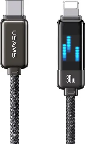 USAMS καλώδιο Lightning σε USB-C SJ743, 30W, 480Mbps, 1.2m, μαύρο