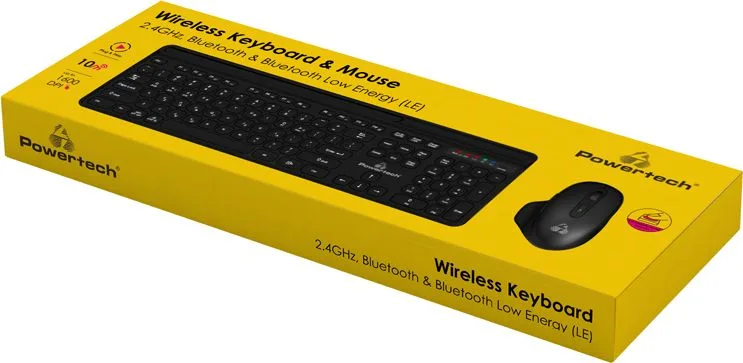POWERTECH set ποντίκι & πληκτρολόγιο PT-1154, 2.4GHz & Bluetooth, μαύρο — εικόνα 3