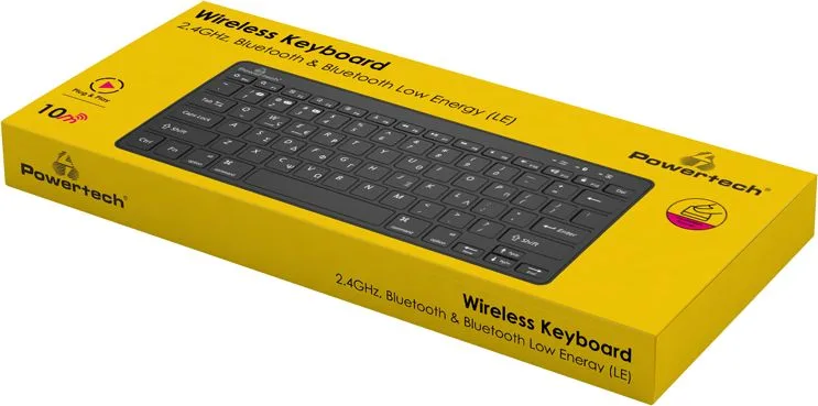 POWERTECH ασύρματο πληκτρολόγιο PT-1153, 2.4GHz & Bluetooth, μαύρο — εικόνα 3
