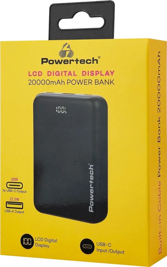 POWERTECH power bank PT-1503 με οθόνη, 20000mah, 22.5W, μαύρο — εικόνα 4
