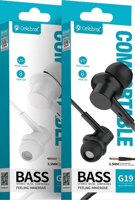 CELEBRAT earphones με μικρόφωνο G19, 3.5mm σύνδεση, Φ10mm, 1.2m, μαύρα — εικόνα 6