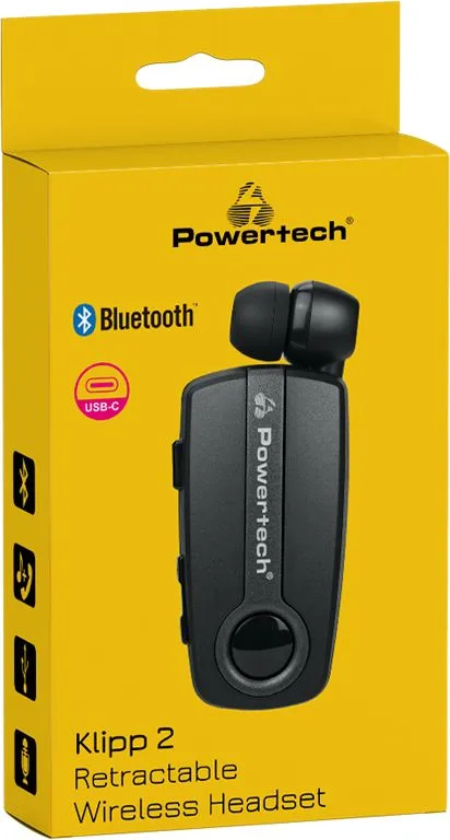 POWERTECH earphone Klipp 2 PT-998 multipoint, Bluetooth 5.1, USB-C, γκρι — εικόνα 3