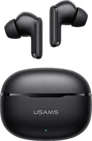 USAMS earphones με θήκη φόρτισης E05, True Wireless, BT 6.0, μαύρα