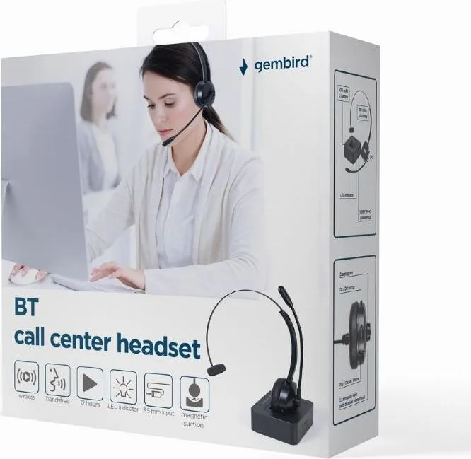 GEMBIRD BTHS-M01 ακουστικό γραμματείας, μόνο, Bluetooth — εικόνα 5