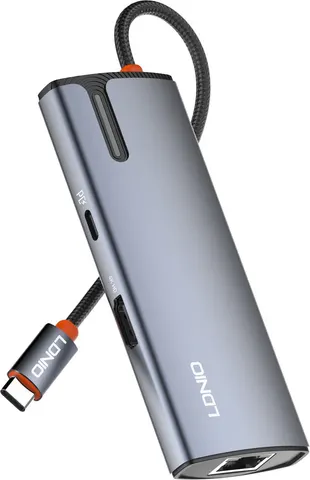 LDNIO docking station DS-16H, 6 θυρών, USB-C σύνδεση, 4K, 100W PD, γκρι