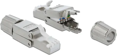 DELOCK βύσμα RJ45 CAT 6A STP 86477, tool-free, ασημί