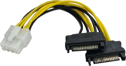 POWERTECH καλώδιο EPS 8pin σε 2x SATA 15pin CAB-W039, 15cm