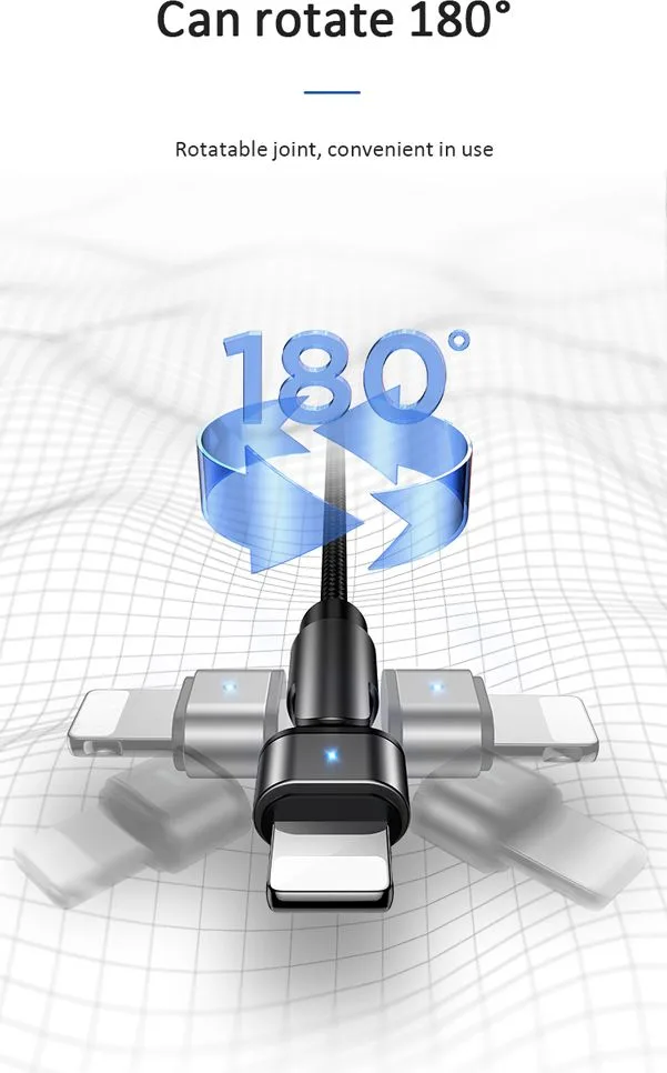 USAMS καλώδιο Lightning σε USB US-SJ476, περιστρεφόμενο, 2.1A, 1m, μαύρο — εικόνα 2