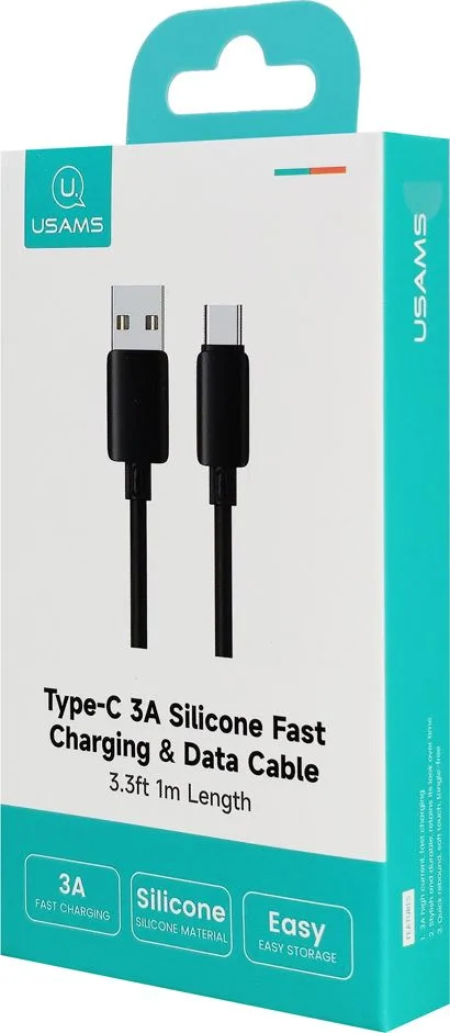 USAMS καλώδιο USB-C σε USB SJ786, σιλικόνης, 3A, 480Mbps, 1m, μαύρο — εικόνα 7