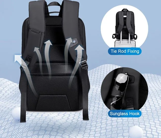 ARCTIC HUNTER τσάντα πλάτης B00555 με θήκη laptop 15.6", 25L, USB, μαύρη — εικόνα 5