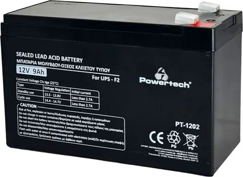 POWERTECH μπαταρία μολύβδου PT-1202 για UPS, 12V 9Ah, F2