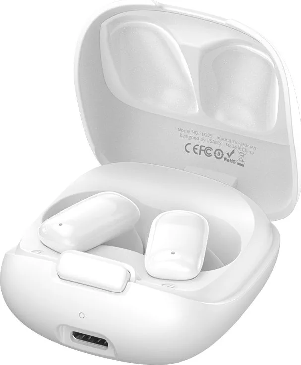 USAMS earphones με θήκη φόρτισης ID25, TWS, Φ13mm, 30/230mAh, λευκά — εικόνα 4