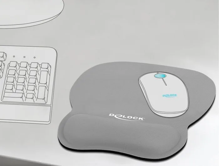 DELOCK Mousepad 12698 με στήριγμα καρπού, 245x206 mm, γκρι — εικόνα 3