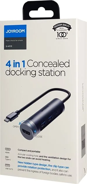 JOYROOM docking station S-H113-DG, 4 θυρών, USB-C, 100W PD, 4K, γκρι — εικόνα 5