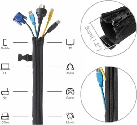 BRATECK κάλυμμα καλωδίων τύπου Flex Wrap CC15-1, με φερμουάρ, Φ30cm x1m — εικόνα 4