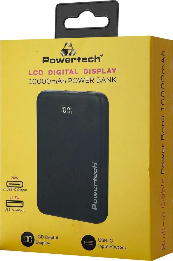POWERTECH power bank PT-1502 με οθόνη, 10000mAh, 22.5W, μαύρο — εικόνα 4