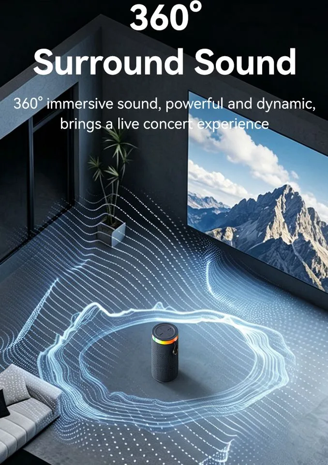 USAMS φορητό ηχείο YX018 με LED φωτισμό, 2x 5W, Bluetooth, 1500mAh, μαύρο — εικόνα 5