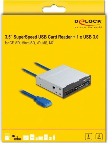DELOCK USB 19-pin card reader 91759, CF/SD/micro SD/xD/MS/M2/USB, 5Gbps — εικόνα 3