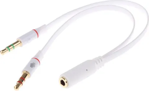 POWERTECH καλώδιο 2x 3.5mm σε 3.5mm θηλυκό CAB-J048, 0.2m, λευκό