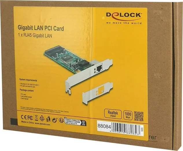 DELOCK κάρτα επέκτασης PCI σε 1x RJ45 Gigabit 88084, 1000Mbps — εικόνα 4