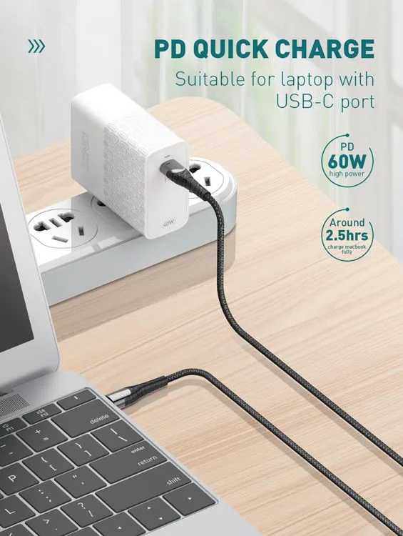 LDNIO καλώδιο USB-C σε USB-C LC101, 65W PD, 1m, γκρι — εικόνα 2