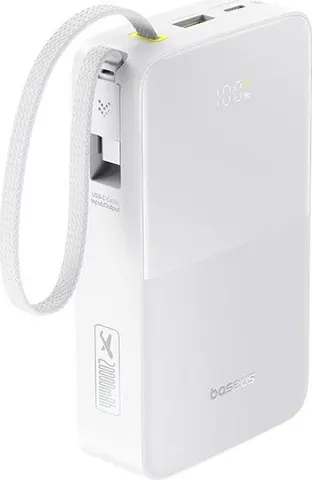 BASEUS Enerfill FC51 BIPOW2 PRO, Powerbank, 20000MAh, με καλώδιο Type-C, 22.5W, με ΨΗΦΙΑΚΗ οθόνη, λευκό