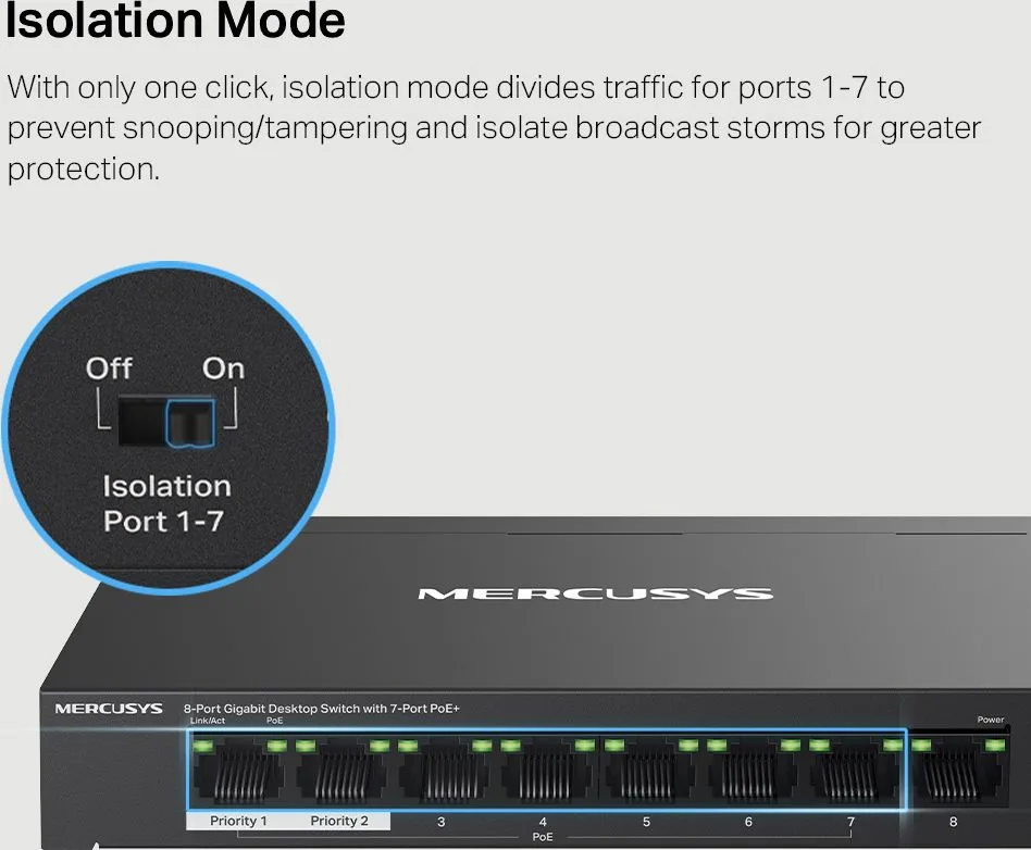 MERCUSYS Desktop Switch MS108GP, 8x 10/100/1000 Mbps, PoE+, V.1.20 — εικόνα 5