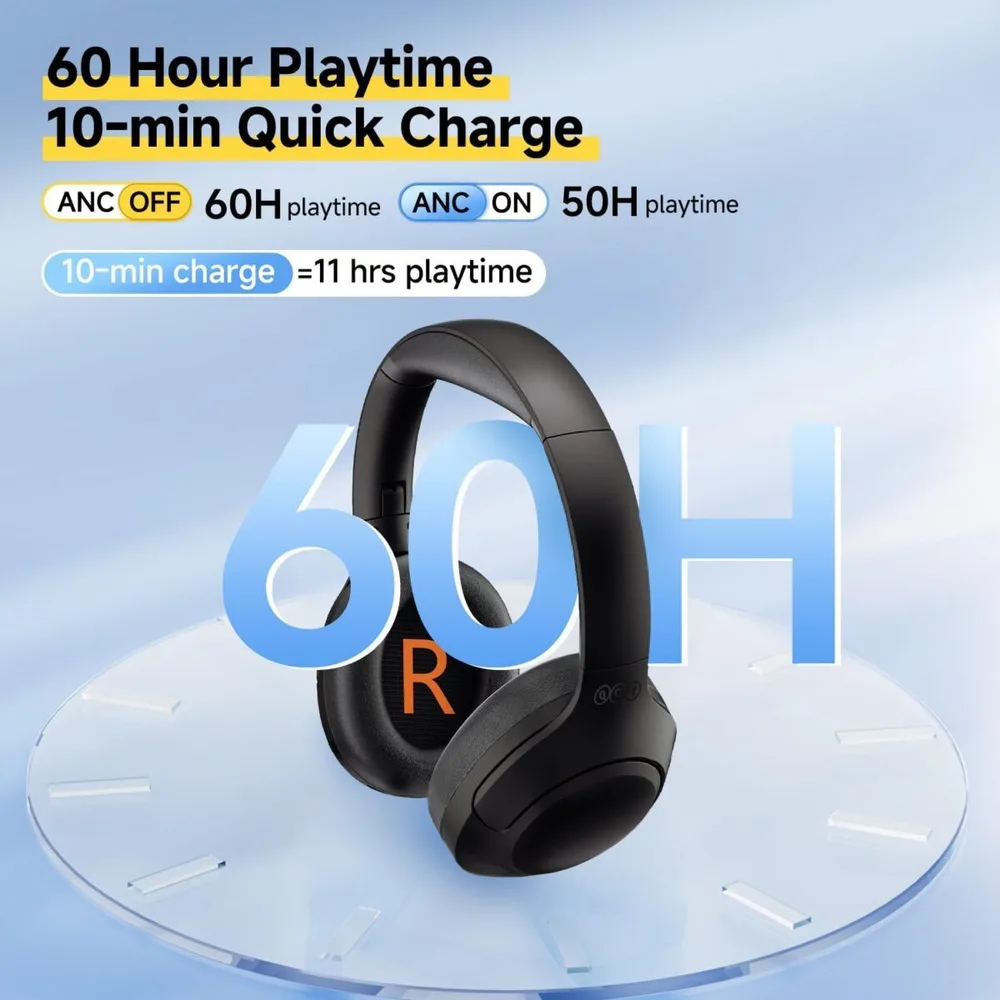 QCY H3 Lite Headset Black - ANC Noise Canceling 40mm drivers 68ms latency - 60h battery — εικόνα 4