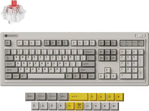 Keychron R6 (R6-M1) QMK Wireless Mechanical Keyboard Red Switch Hot-Swap RGB 100% US Retro