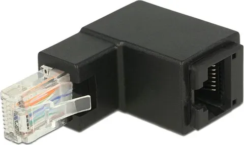 DELOCK αντάπτορας RJ45 86424, CAT 6 UTP, γωνιακός 90°, μαύρος