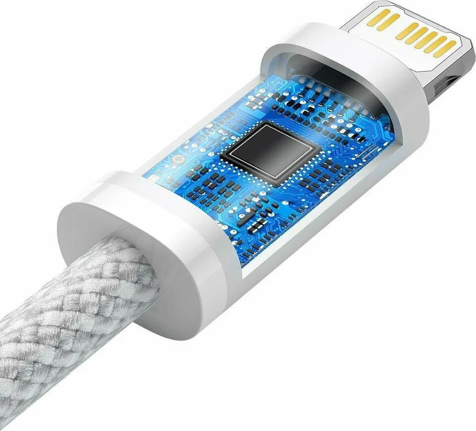 BASEUS Dynamic Braided, καλώδιο ΓΡΗΓΟΡΗΣ φόρτισης, Type-C ΣΕ Lightning, 20W, 2m, λευκό — εικόνα 2
