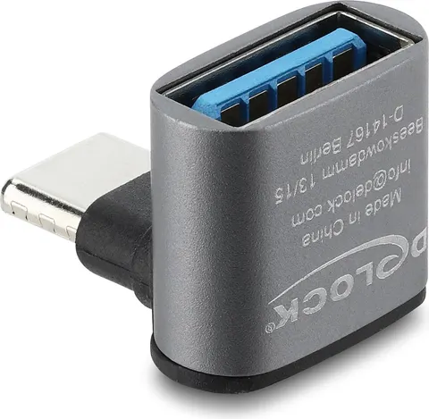 DELOCK αντάπτορας USB-C σε USB 67425, γωνιακός, 10Gbps, 60W, γκρι