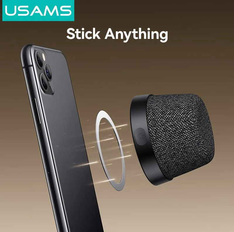 USAMS μίνι φορητό ηχείο YX016, μαγνητικό, 3W, Bluetooth, 700mAh, μαύρο — εικόνα 3