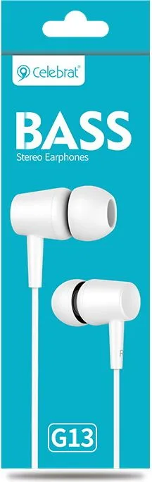 CELEBRAT earphones με μικρόφωνο G13, 3.5mm σύνδεση, Φ10mm, 1.2m, λευκό — εικόνα 5