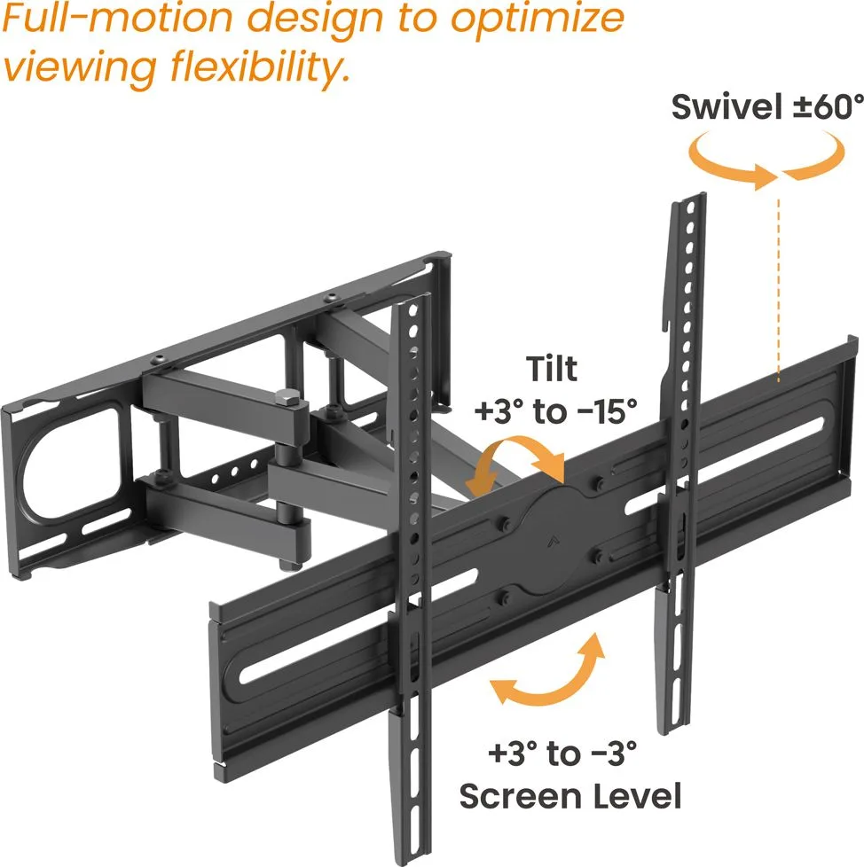 POWERTECH επιτοίχια βάση τηλεόρασης PT-1389, 37-80", έως 40kg, full motion — εικόνα 4