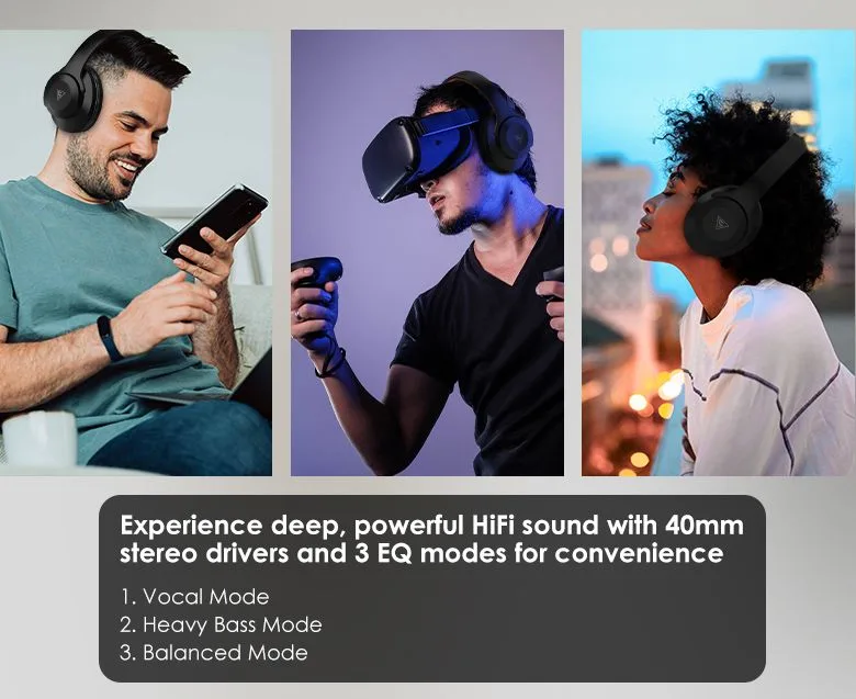 DOQAUS headphones DESIGN 2, ασύρματα & ενσύρματα, Φ40mm, 600mAh, μαύρα — εικόνα 6