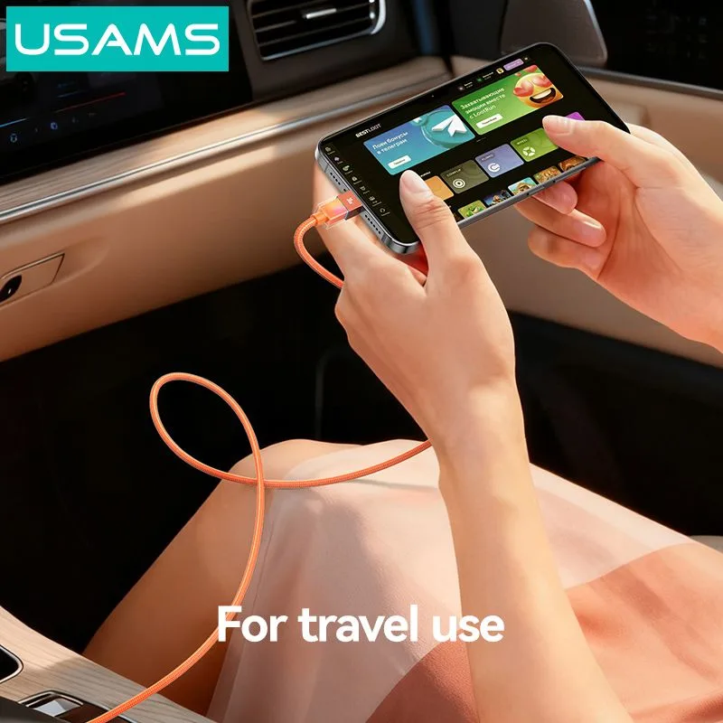 USAMS καλώδιο Lightning σε USB-C SJ776, 30W, 480Mbps, 1.2m, πορτοκαλί — εικόνα 4